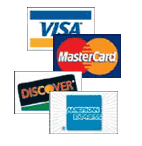 We accept Visa, Mastercard, Discover, American Express